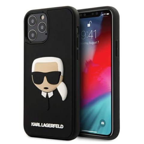 Karl Lagerfeld nakładka do iPhone 12 / 12 Pro 6,1" KLHCP12MKH3DBK czarne hard case 3D Rubber Karl's Head