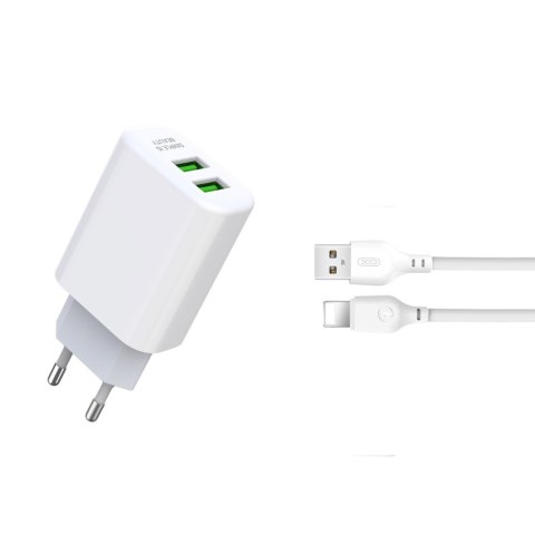 XO ŁAD SIEC L85C 2xUSB 2,4A BIAŁA + KABEL LIGHTNING