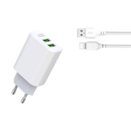 XO ŁAD SIEC L85C 2xUSB 2,4A BIAŁA + KABEL USB-C