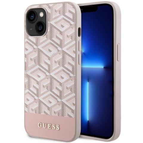 Guess nakładka do iPhone 14 6,1" GUHMP14SHGCFSEP różowa harcase Magsafe Gcube PU Stripes