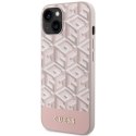 Guess nakładka do iPhone 14 6,1" GUHMP14SHGCFSEP różowa harcase Magsafe Gcube PU Stripes