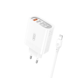 XO ładowarka sieciowa L100 QC 3.0 4x USB biała + kabel Lightning