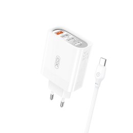 XO ładowarka sieciowa L100 QC 3.0 4x USB biała + kabel USB-C