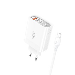 XO ładowarka sieciowa L100 QC 3.0 4x USB biała + kabel microUSB