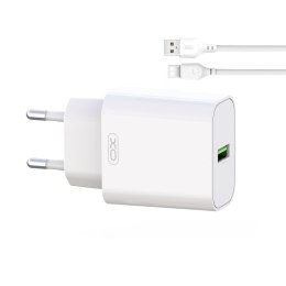 XO ładowarka sieciowa L103 QC 3.0 18W 1x USB biała + kabel USB-C