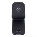 Ładowarka indukcyjna Qi 3w1 15W B16 do MagSafe na telefon/ smartwatch/ słuchawki Czarna