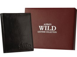 Klasyczny, pionowy portfel męski bez zapięcia, skóra naturalna — Always Wild