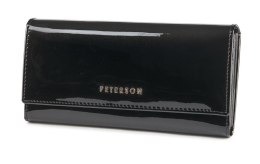 Skórzany lakierowany portfel damski z dużą sekcją na karty — Peterson