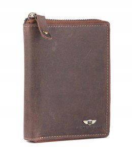 Skórzany portfel męski na suwak RFID - Peterson