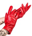 Ocieplane rękawiczki damskie ze skóry naturalnej z przeszyciami — Rovicky