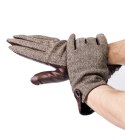 Ocieplane rękawiczki męskie z owczej skóry naturalnej i tkaniny — Rovicky