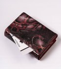 Skórzany portfel damski z motywem wężowej skóry — Lorenti