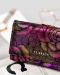 Skórzany portfel w kwiaty ze skóry naturalnej — Peterson