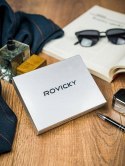 Pionowy portfel męski dwukolorowy, skóra naturalna RFID - Rovicky