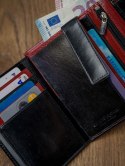 Skórzany portfel pionowy dwukolorowy składany RFID - Rovicky