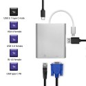 Adapter USB 3.1 typ C męski | VGA żeński + USB 3.0 A żeński + RJ45 żeński (1Gb/s) + PD