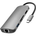 AdapterUSB 3.1 C męski / HDMI żeńskie | USB 3.0 żeńskie | RJ-45 żeńskie | SD | MICRO SD | PD