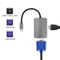 Qoltec Adapter USB 3.1 C męski / HDMI żeński | VGA żeńskie