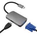 Qoltec Adapter USB 3.1 C męski / HDMI żeński | VGA żeńskie