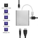 Qoltec Adapter USB 3.1 typ C męski | HDMI A żeński + USB 3.0 A żeński + RJ45 żeński + PD