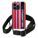 Pouzdro na telefon Karl Lagerfeld KLHCP14XSTSTP pro Apple iPhone 14 Pro Max 6,7" pevné pouzdro růžové/růžové Color Stripes Strap