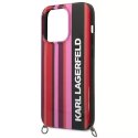 Pouzdro na telefon Karl Lagerfeld KLHCP14XSTSTP pro Apple iPhone 14 Pro Max 6,7" pevné pouzdro růžové/růžové Color Stripes Strap