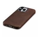 Skórzane etui kompatybilne z MagSafe do iPhone 15 Pro Max iCarer Oil Wax Premium Leather - brązowe