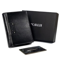 Duży, skórzany portfel męski pionowy bez zapięcia, ochrona RFID - Cavaldi