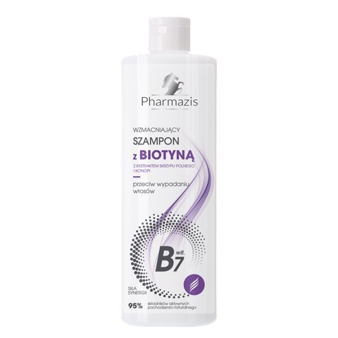 Szampon wzmacniający z Biotyną, z ekstraktem skrzypu polnego i konopi - PHARMAZIS - 400ml