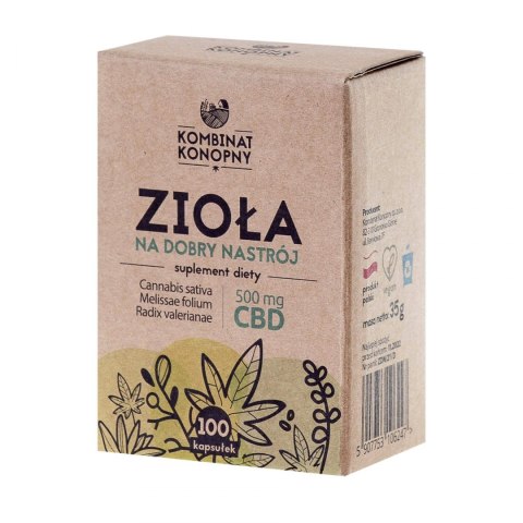 Zioła na dobry nastrój - Kombinat Konopny - 100 kapsułek, 500mg CBD