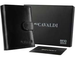 Duży, pionowy portfel męski z zapinką, skóra naturalna licowa — Cavaldi