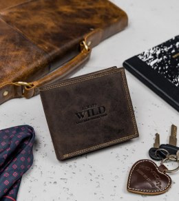 Poziomy, składany portfel męski z zewnętrzną kieszonką na kartę — Always Wild