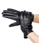 Przeszywane rękawiczki męskie z owczej skóry ze ściągaczem — Rovicky