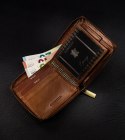 Skórzany, kwadratowy portfel męski na zamek w stylu retro, RFID — Always Wild