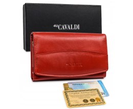 Duży, poziomy skórzany portfel damski z systemem RFID — Cavaldi