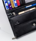 Skórzany portfel damski w orientacji poziomej na zatrzask — Rovicky