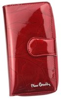 Efektowny, pionowy portfel damski z lakierowanej skóry naturalnej — Pierre Cardin