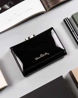 Lakierowany portfel ze skóry naturalnej z portmonetką na bigiel — Pierre Cardin