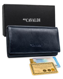 Podłużny portfel damski z bydlęcej skóry naturalnej — Cavaldi