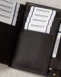 Skórzany portfel męski na karty z systemem RFID Protect— Rovicky