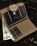 Skórzany portfel damski z systemem RFID Protect, zapinany zatrzaskiem — Lorenti