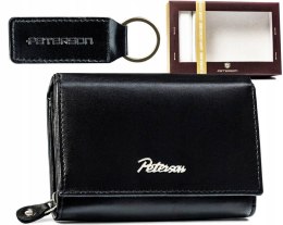 Zestaw prezentowy: pojemny portfel damski i brelok ze skóry naturalnej — Peterson