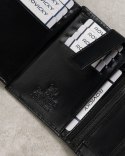 Czarny, skórzany portfel męski z zabezpieczeniem RFID Protect — Cavaldi