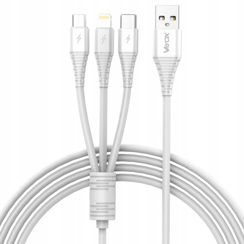 Kabel USB 3w1 micro USB USB-C Lightning 3A QUICK