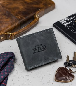 Poziomy, składany portfel męski z zewnętrzną kieszonką na kartę — Always Wild