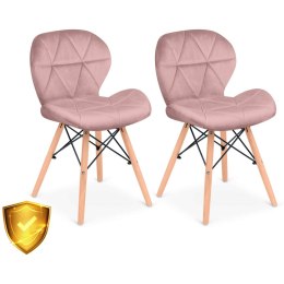 Nowoczesne welurowe krzesło skandynawskie Sofotel Sigma - różowe 2 szt.
