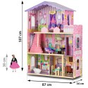 Drewniany domek dla lalek duży 3-piętrowy + meble + winda