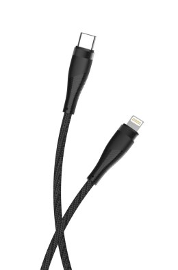 Maxlife kabel MXUC-08 USB-C - Lightning 1,0 m 27W czarny nylonowy