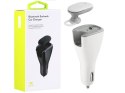 Benks 2w1 słuchawka Bluetooth + ładowarka samochodowa 2x USB white