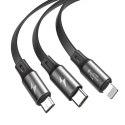 KABEL BASEUS 3IN1 FABRIC USB DO USB-C/ LIGHTNING/MICRO 1.2M GREY